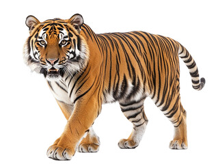 Naklejka premium Striped Tiger Walking isolated on transparent background
