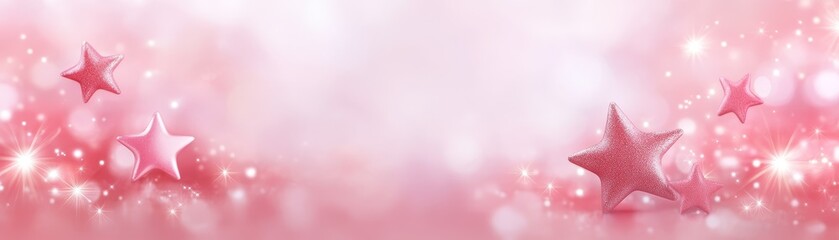 A dazzling display of sparkling pink stars on dreamy pastel background
