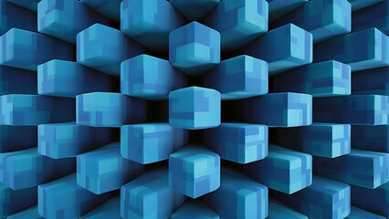 Abstract background with realistic overlapping blue cubes