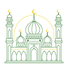 islamic architectural religious building mosque. vector illustration isolated on white background