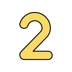 Number 2 icon isolated on a white background. Vector illustration.