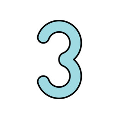 Number 3 icon isolated on a white background. Vector illustration.