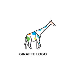 Simple minimal Giraffe vector logo outline style
