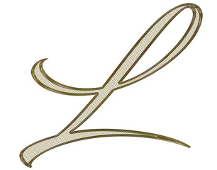 Obraz premium Gold, , ornate, metal 3D letter with metal mesh inside. 