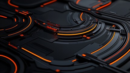 Abstract Orange Glowing Circuits Technology Background