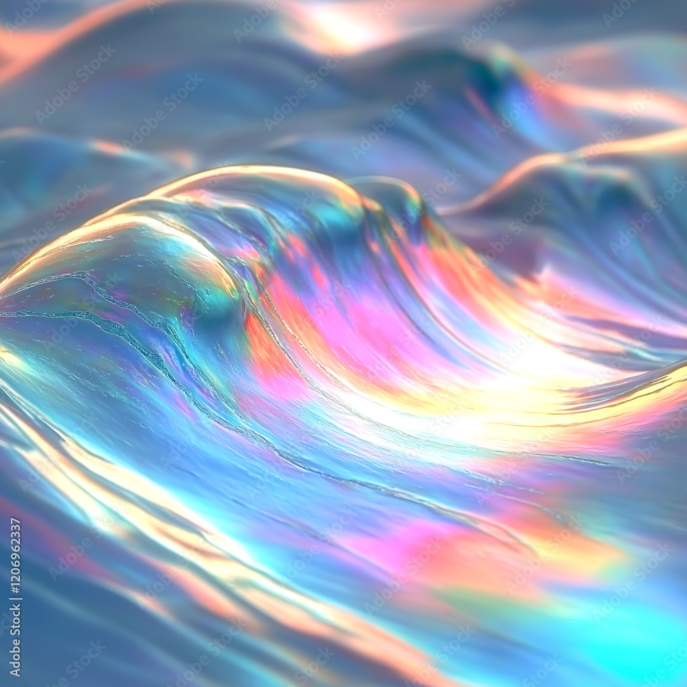 Aufkleber illustration with abstract waves of soft lines reflecting lilac, azure and gold tones. the compositi