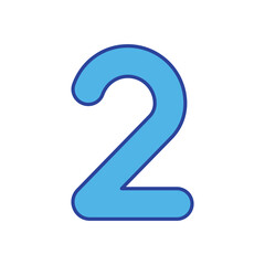 Number 2 icon isolated on a white background. Vector illustration.