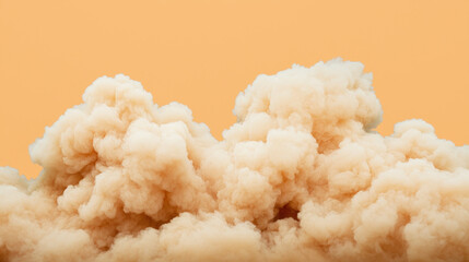 A soft cloud of beige smoke against a warm orange backdrop, creating a dreamy and atmospheric effect.
