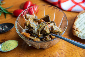 Offal dish on the kitchen table