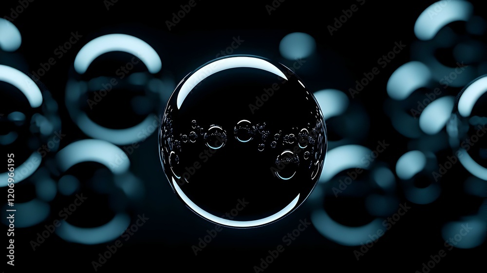Poster glowing orbs in abstract bokeh, a mesmerizing display of vibrant colors and soft shapes creating a d