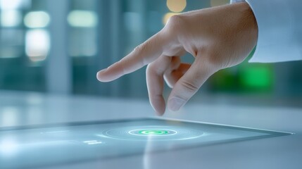 Fingertip precision, exploring the interactive world on a tablet screen closeup