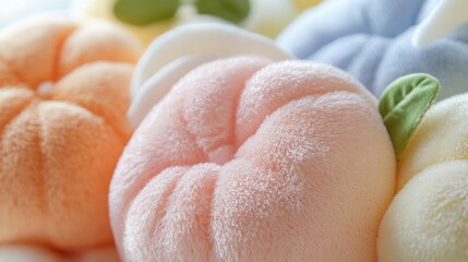 Plush Lime fruits in pastel colors, cute fruity wallpaper, cotton fabric texture, delicate aesthetic effect