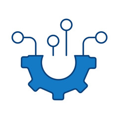 Techno Gear Blue Editable Stroke Icons. Cyber Security Technology, Phishing, Hacking, Cyber Crime, Security, Trojan, Device Protection, Privacy Vector Illustration.
