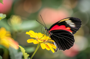 Vibrant Butterfly Resting on a Bright Yellow Flower