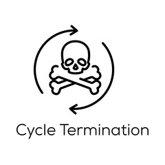Fototapeta premium Cycle Termination Icon - Circular Arrows with Skull for Ransomware Defense- Editable stroke Vector line icon