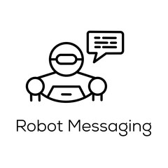 Robot Messaging Icon - AI-Powered Communication for Threat Alerts- Editable stroke Vector line icon