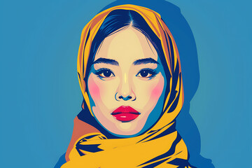 Vibrant Portrait of a Veiled Woman with Striking Expression