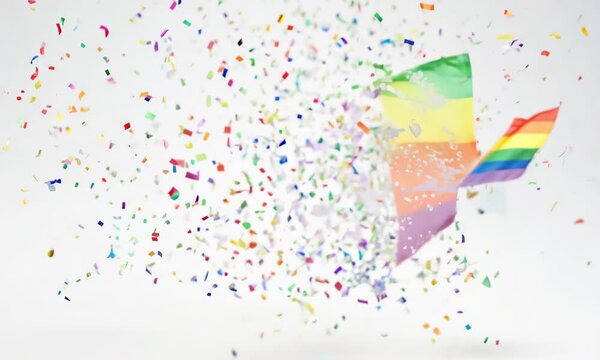 Vibrant Rainbow Flag on Pristine White Background, A Symbol of Pride and Unity
