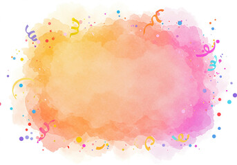 Festive Watercolor Background with Confetti and Ribbons Perfect for Celebrations
