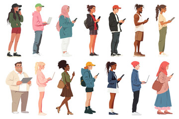 Obraz premium PNG Diverse digital communication illustration on transparent background