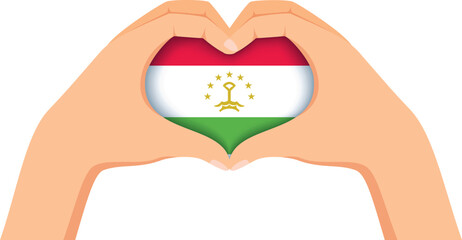Tajikistan independence day. Hands forming a heart shape with the flag inside. © Ngoc