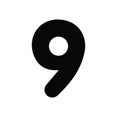 Number 9 icon isolated on a white background. Vector illustration.