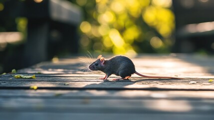 A rat on a wooden plank