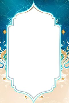 Elegant Islamic-Inspired Frame with Empty Space for Design. This image features a decorative frame with an Islamic architectural design.