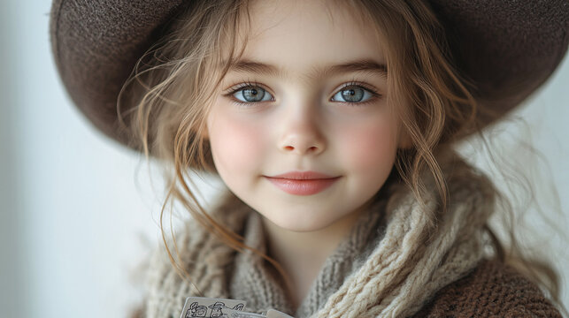a little girl with a hat and scarf