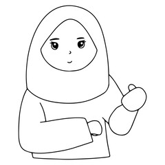 outline muslim girl to coloring page kids