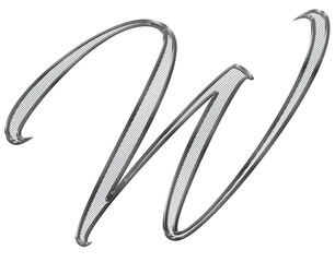 Silver, ornate, metal 3D letter with metal mesh inside.