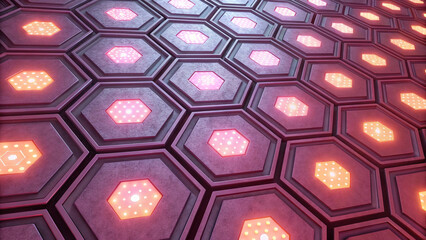 pattern with mosaic, Abstract technology background with hexagons and neon lights