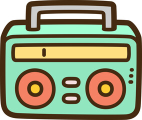 Radio cassette vector doodle illustration and graphic