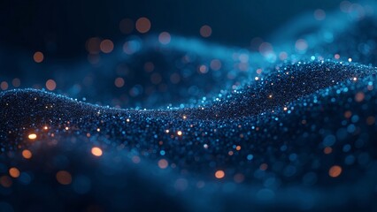 Abstract Blue Sparkling Surface with Glowing Particles