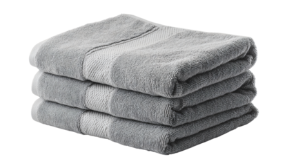 Folded gray towels isolated on transparent background
