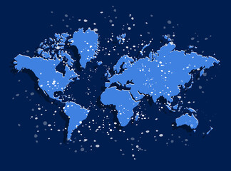 World map paper. Political map of the world on a blue background. Countries. Vector