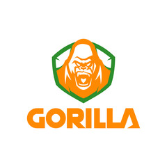 Gorilla Head Logo Vector Design Logomark