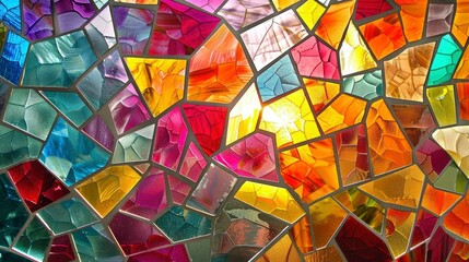 Colorful Stained Glass Window with Geometric Patterns