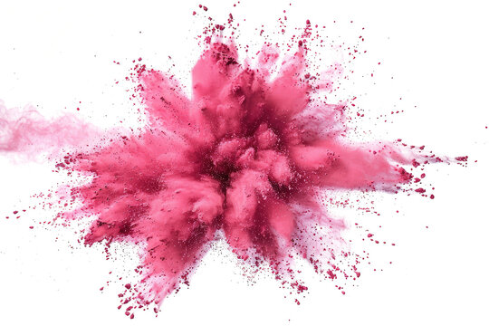 stunning pink powder explosion against a white backdrop ideal for adding a touch of vibrant color to designs
