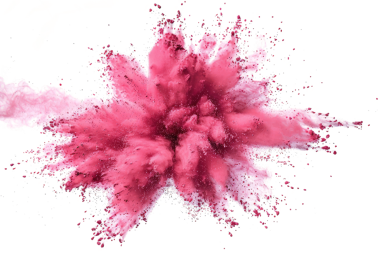 stunning pink powder explosion against a white backdrop ideal for adding a touch of vibrant color to designs