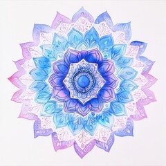 Watercolor mandala in blue and purple colors.