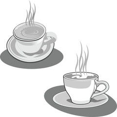 2 BLACK AND WHITE COFFEE CUPS VECTOR