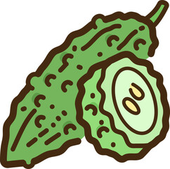 Bitter melon vector doodle illustration and graphic