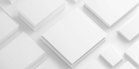 Professional Blank Business Cards Stack: Top View of Customizable Templates on White Background. Clean, Minimalist Design for Corporate Branding, Marketing Materials, and Personal Networking with Ampl