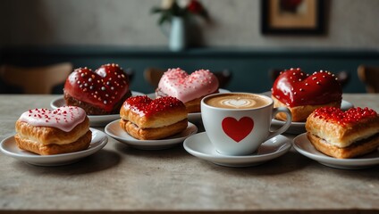 cup of coffee and strawberry cake