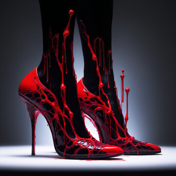 Dramatic Glowing Red sandel with Dew Against Dark Background