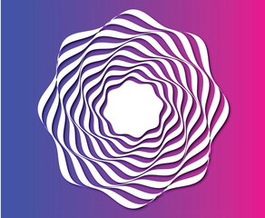 Twisted colored lines of the octagon frame Vector 3d tunnel made of geometric shapes