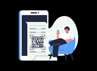 Illustration of an Barcode Scanner Receipt Cartoon Character