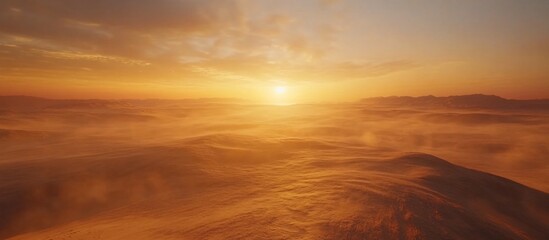 Golden Desert Sunset: A Breathtaking Panorama of Sands and Sky