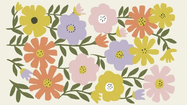 seamless pattern with pastel flowers